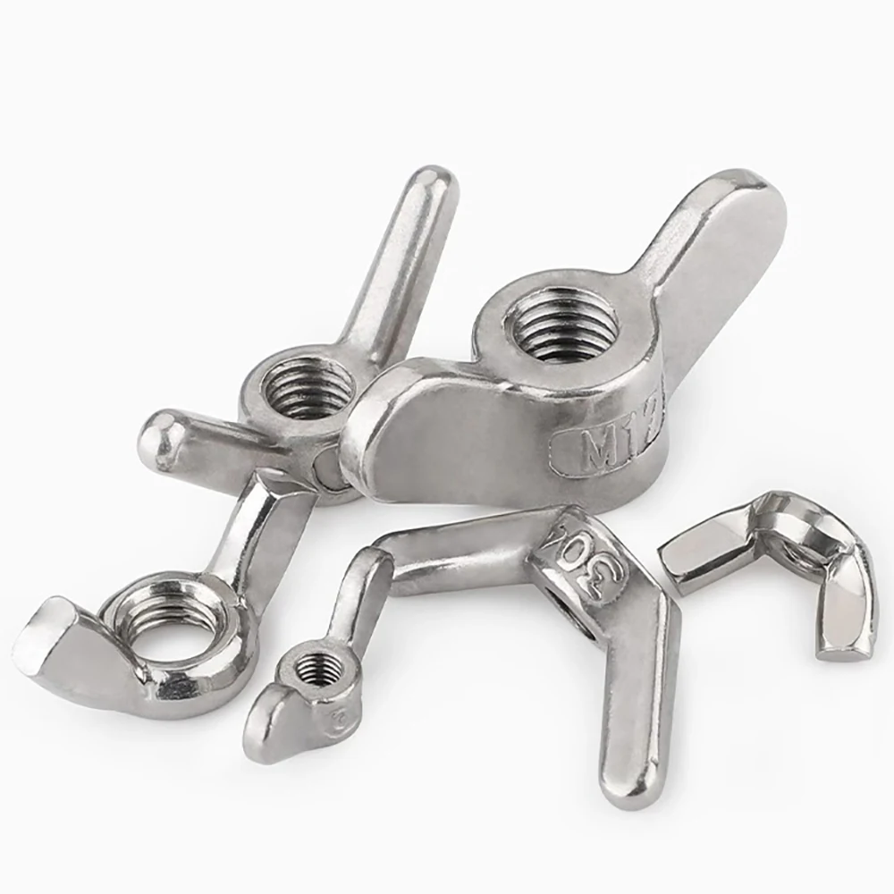 Écrous à oreilles en acier inoxydable A2 304, serrer à la main, M3 M4 M5 M6 M8 M10 M12 M14 M16 à M24, Type papillon/Type d'oreille grande/Type de clous