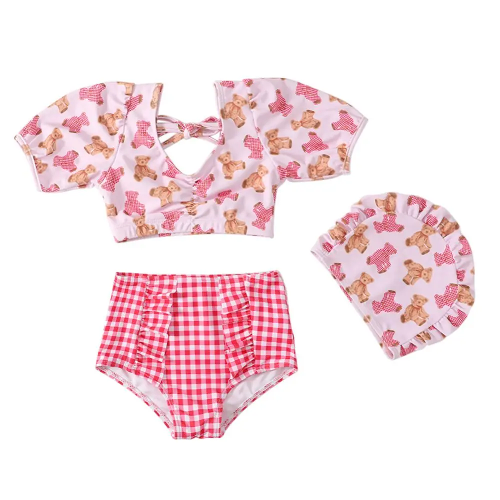 Girls Two Pieces Swimsuit Cute Cartoon Bikini Set Toddler Girls Summer Beachwear Infantil Ruffle Bathing Suit Baby Swimwear