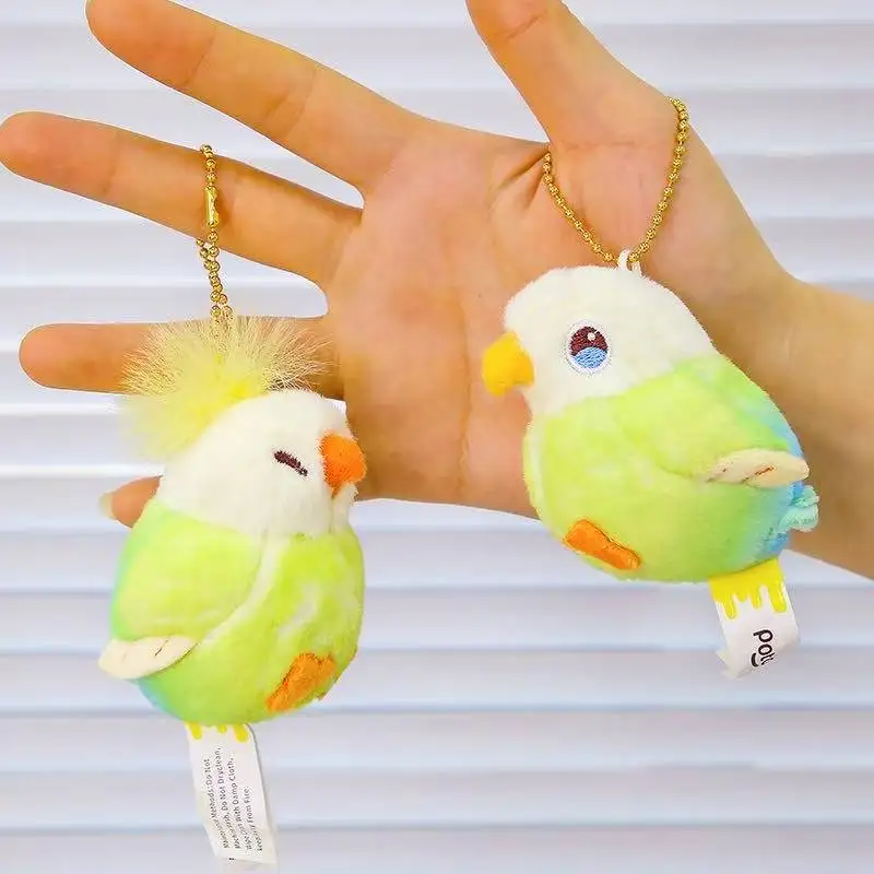 Porte-clés pendentif sac à dos perroquet pour Couple, jouet en peluche Kawaii, poupée faite à la main, dessin animé, cadeau mignon pour amis amusants, dernière collection