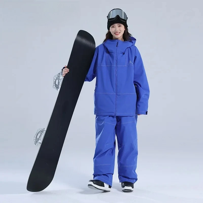 New Women Skiing Suit Male Female Set Loose Type Waterproof Windproof Couple Man Single and Double Board Keep Warm Pants Jackets - Image 2