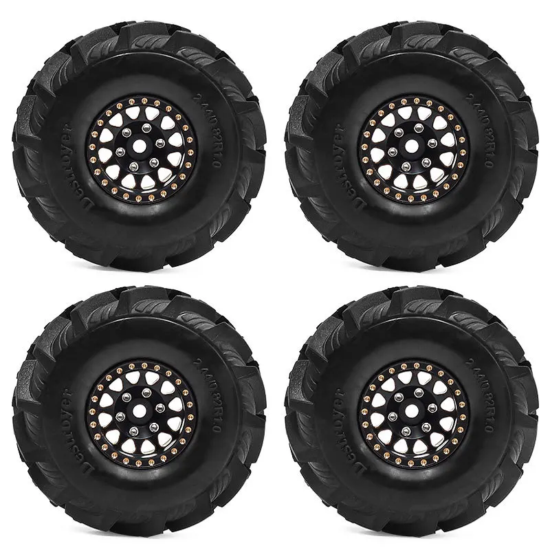 ล้อ RC แบบ Beadlock ทำจากทองเหลืองแท้ 1.0 พร้อมยาง สำหรับรถ RC Crawler ขนาด 1/18 1/24 รุ่น Trx4m SCX24 FCX24, 4 ชิ้น