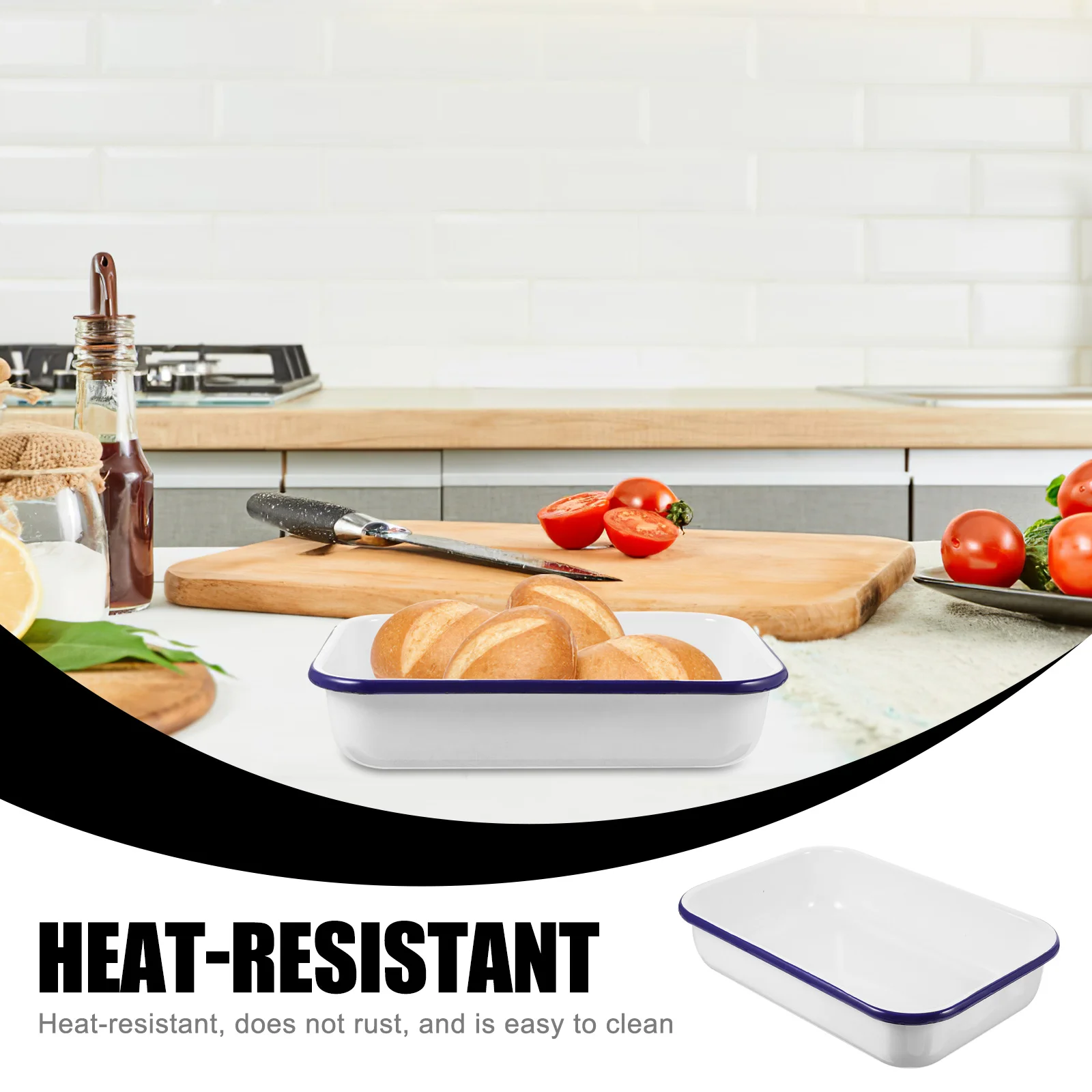 

Wear-Resistant Enamel Baking Tray High-Density Material Heat-Resistant Non-Rust Cooking Pan for Daily Family Use