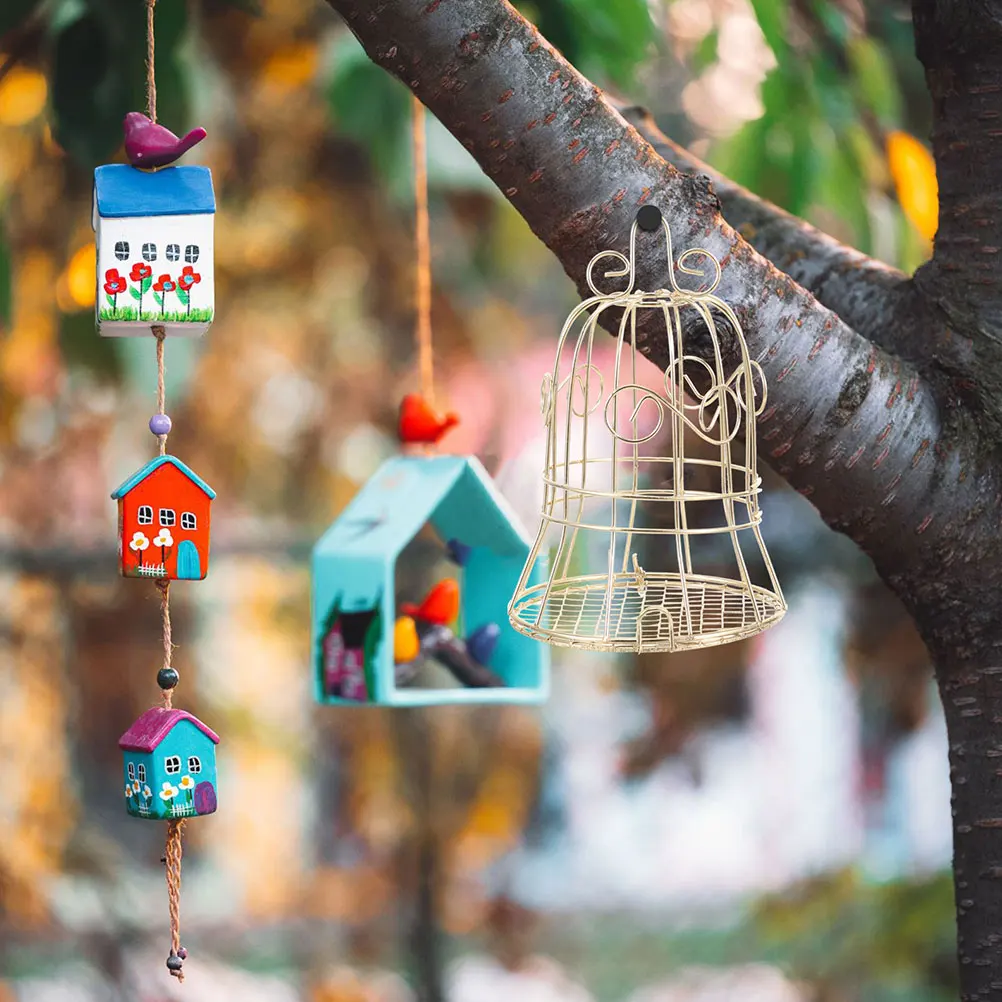 

4 Pcs Feeder Hanging Vintage Iron Outdoor Bird Garden Hollowout Decorative Metal Feeder For Backyard Supply Work Shape