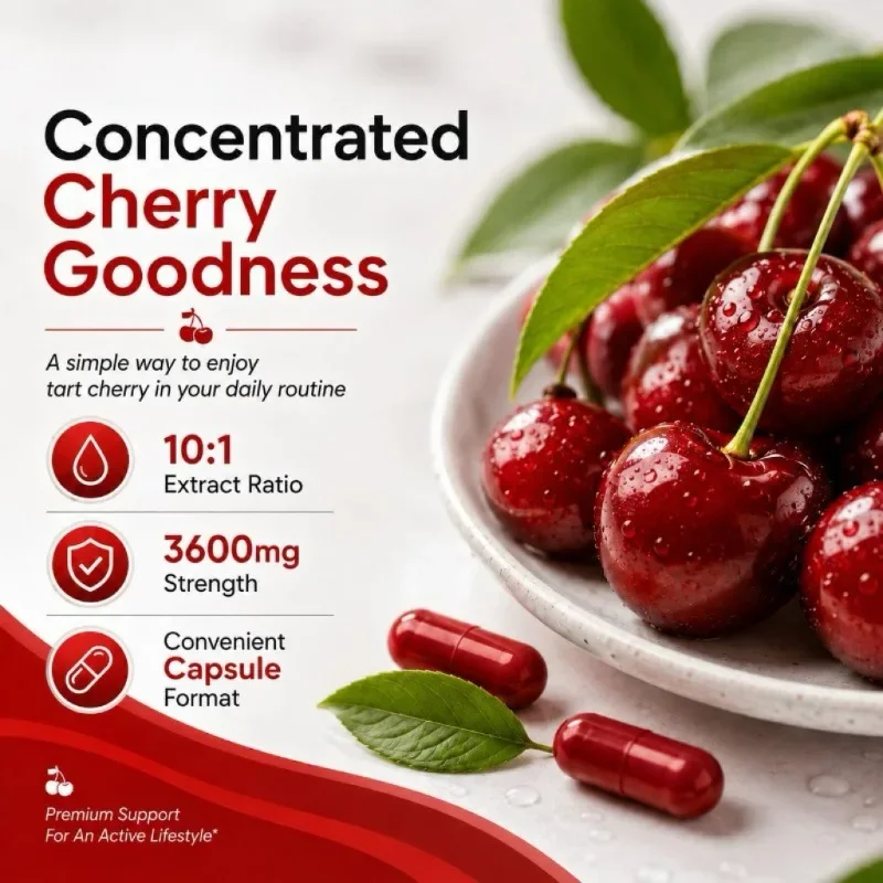 Art Cherry Extract Capsules, 10:1 Extract, 3600mg Concentration, 60 Capsules