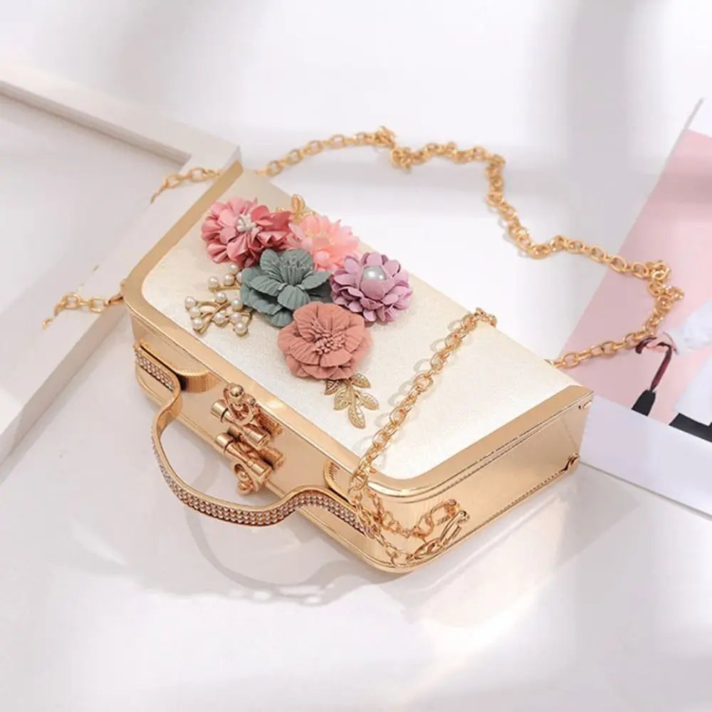 

Retro Metal 3D Flower Banquet Bag Multi-functional Large Capacity Ladies Clutch Bag Elegant Shoulder Bag Hanfu Handbag Wedding
