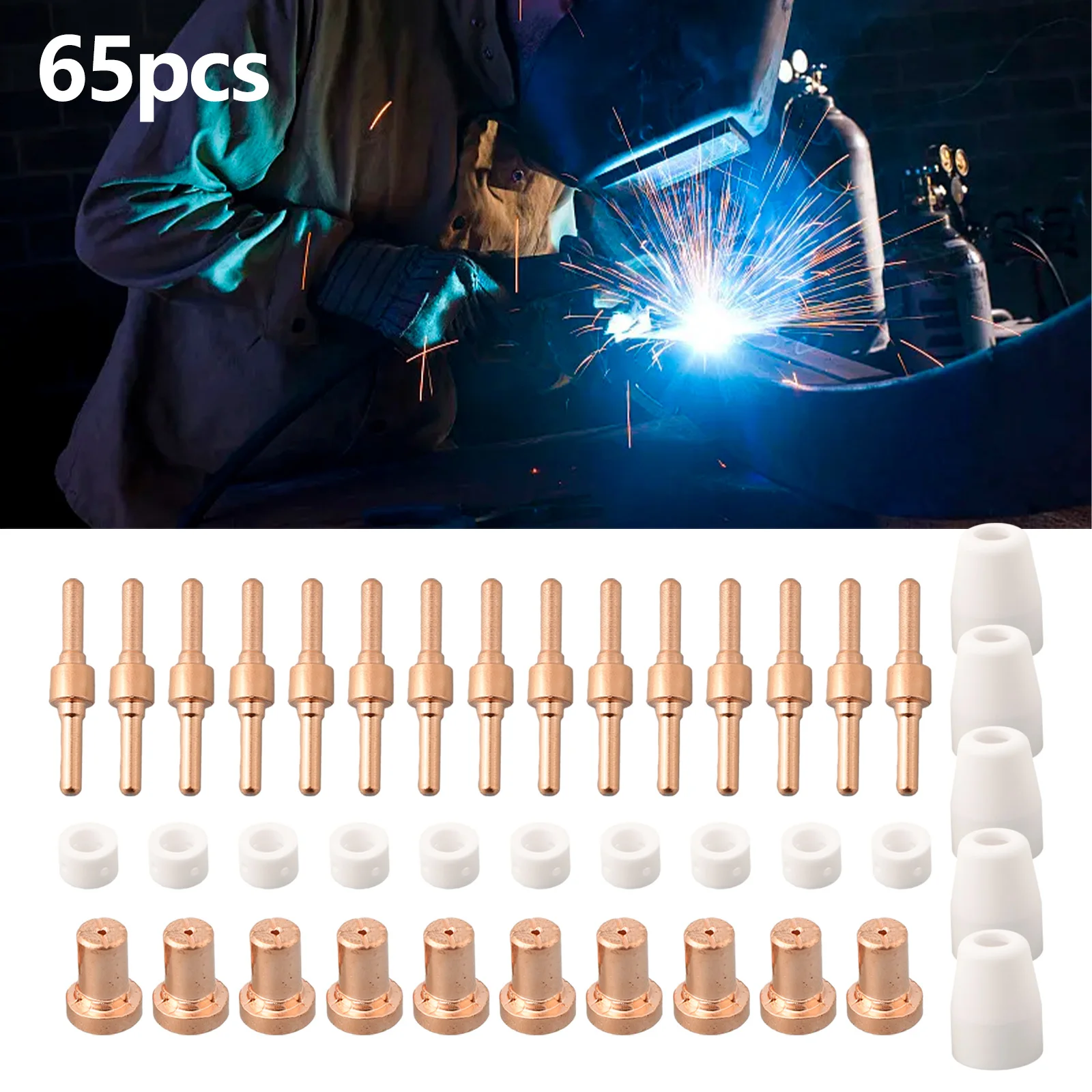 65 stücke Schweißen Ausrüstung PT31 CUT30-50 Plasma Cutter Verbrauchsmaterialien Schweißen Zubehör Kit Set Schweißen Taschenlampe Zubehör