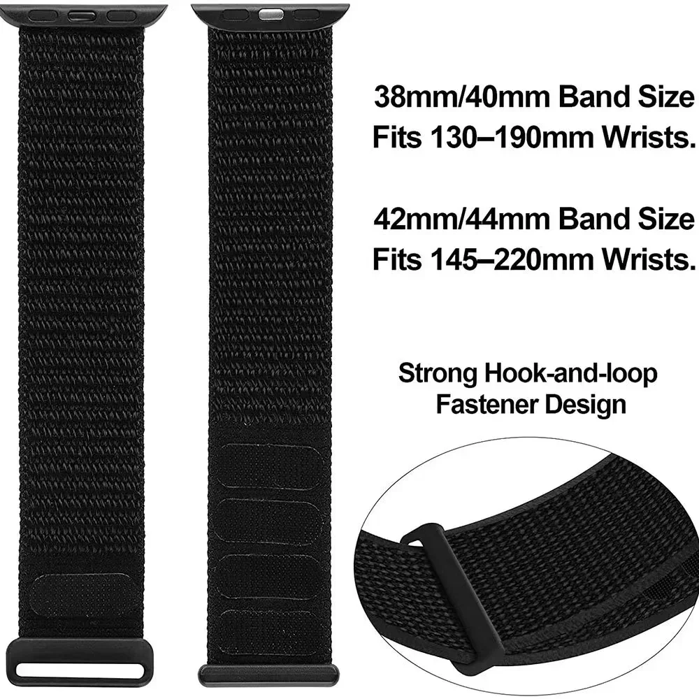 Ремешок нейлоновый для Apple Watch Band 44 мм 40 мм 45 мм 41 мм 49 мм, Воздухопроницаемый браслет для iWatch Series Ultra 9 8 7 6 5 3 SE Band