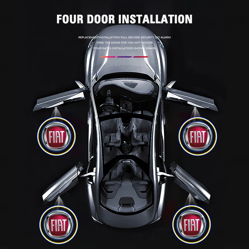 2 uds FIAT HD Luz de bienvenida para puerta de coche lámpara de proyector Led para FIAT 500 Ducato Panda Grande Punto Tipo Abarth Pulse Strada 600 500L