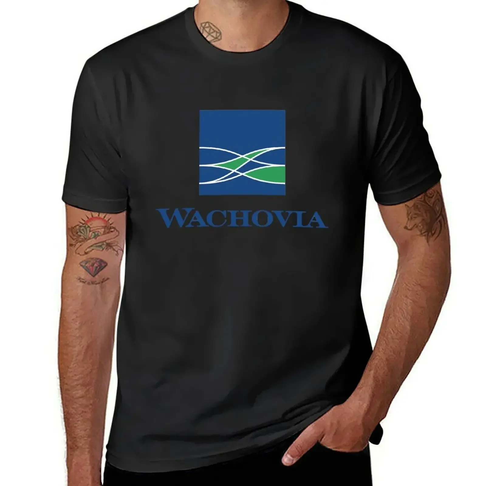 

Wachovia Logo T-Shirt oversized t shirt sports fans basketball graphic tees plain black t shirts men