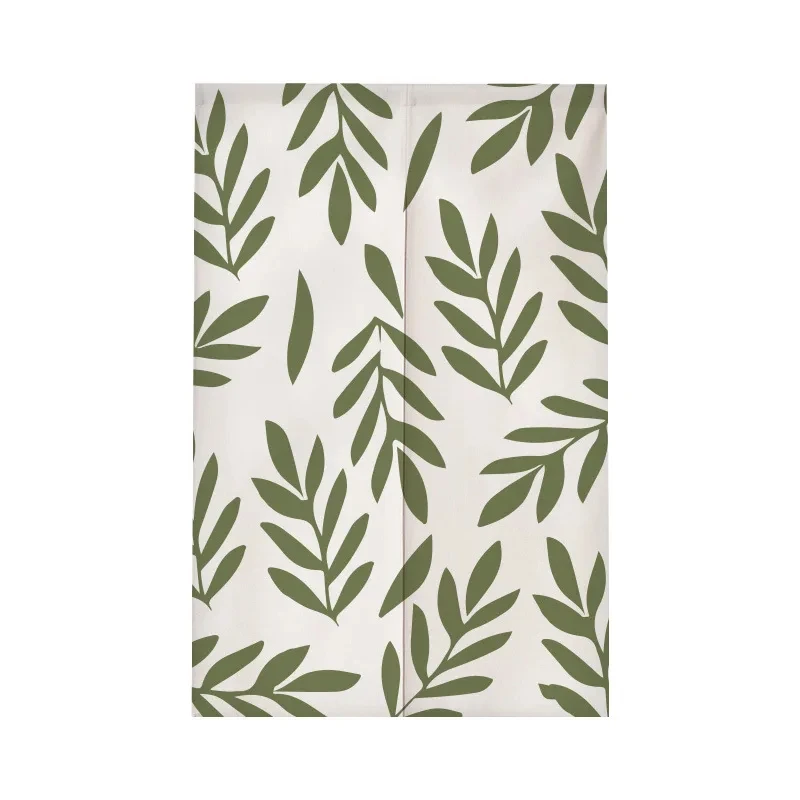 Nordic Ins Fresh Green Plant Print Door Curtain Noren Kitchen Bedroom Entrance Partition Curtains Doorway Hanging Half-curtain