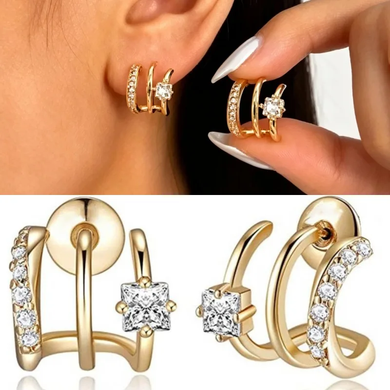 Trendy Personalized Claw-shaped Dazzle Synthetic Zirconia Stud Earrings for Women Luxury Chic Design Daily Banquet Party Jewelry