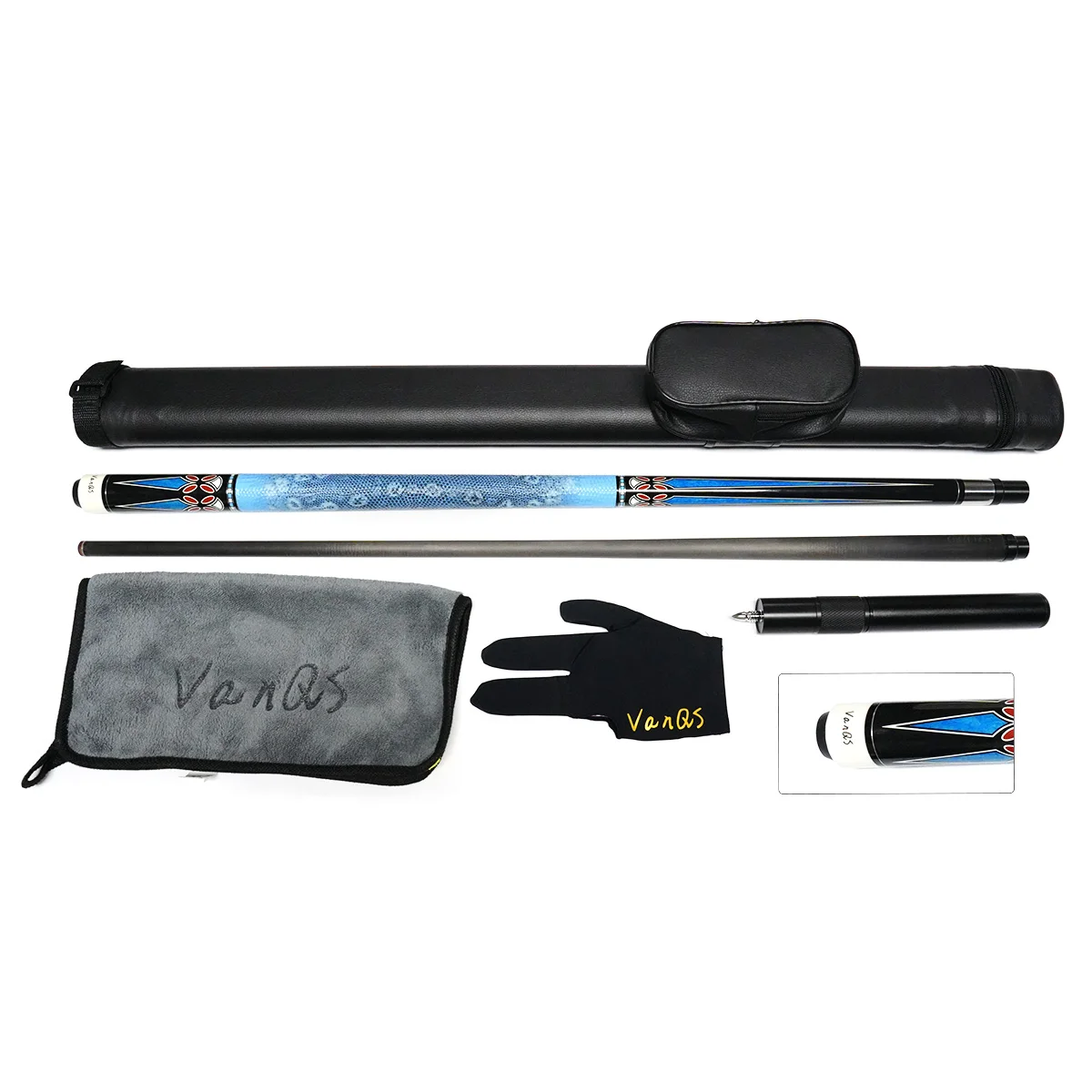 Unilock Billiard Carbon Fiber Pool Cue Christmas gift Kit With Leather Grip And Extension+bag+glove+cleaning Towel