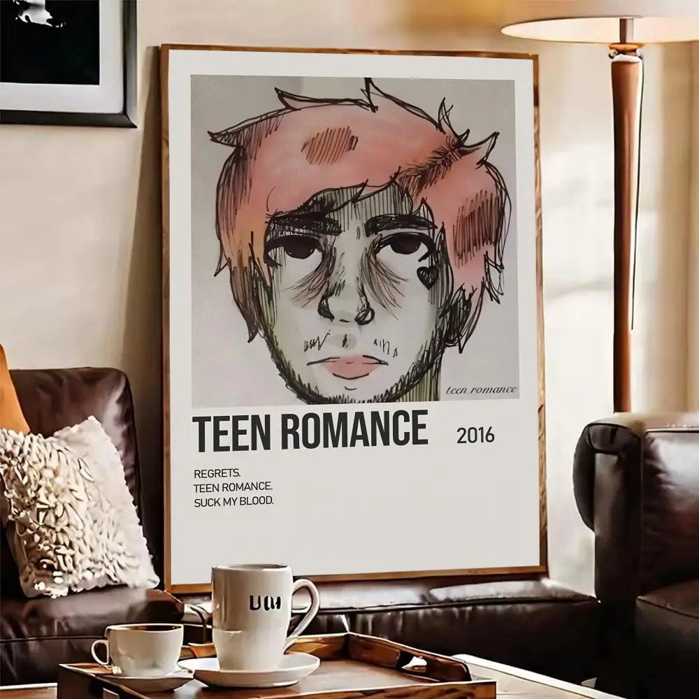 مغني الراب L-Lil Peep ألبوم اللوحة الخط قماش HD جدار ديكور فني ملصق داخلي لتزيين غرفة المنزل