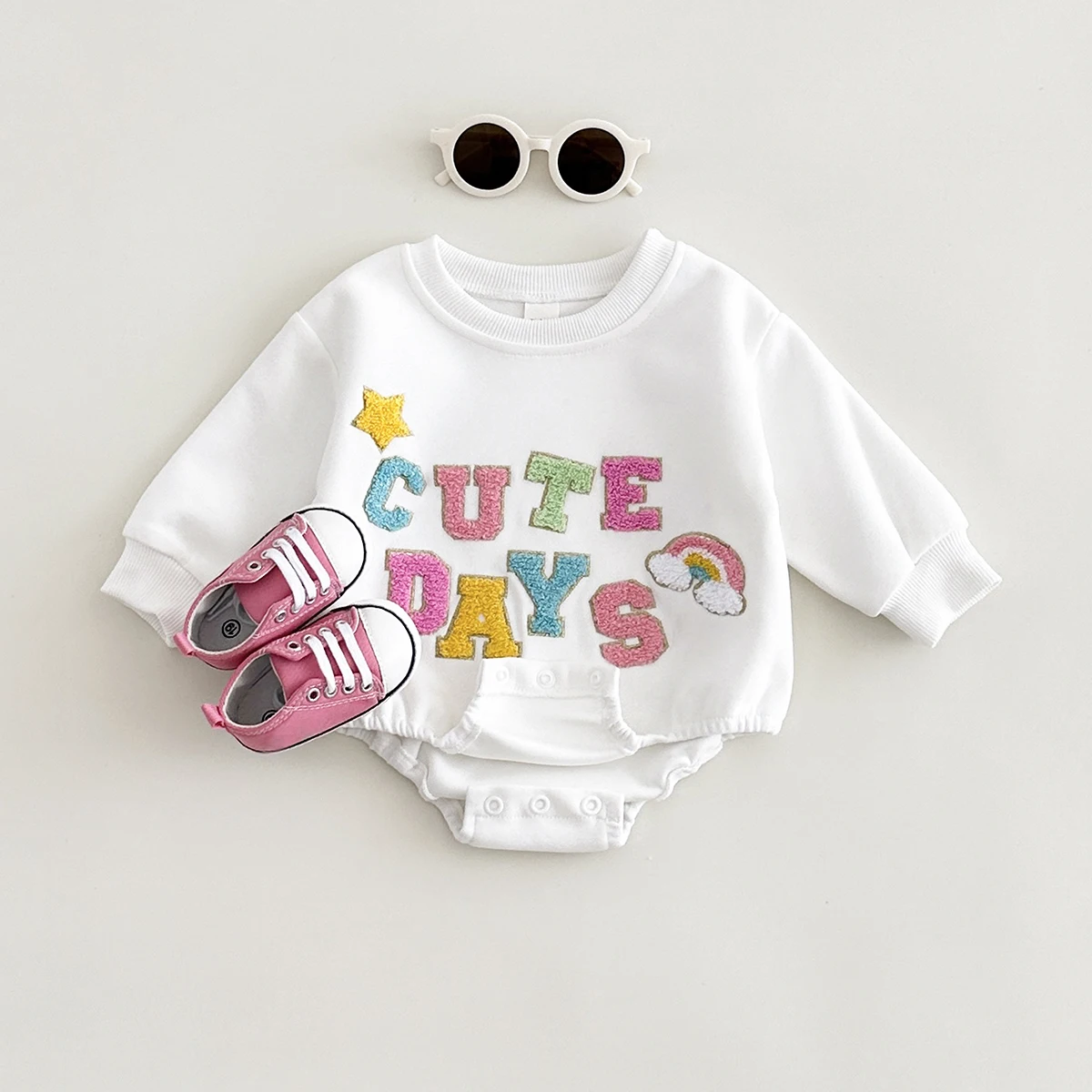 2024 Baby Girl Clothes Autumn Thick Cotton Jumpsuit Cute Bubble Romper Colorful Letter Embroidery Winter Newborn Bodysuits