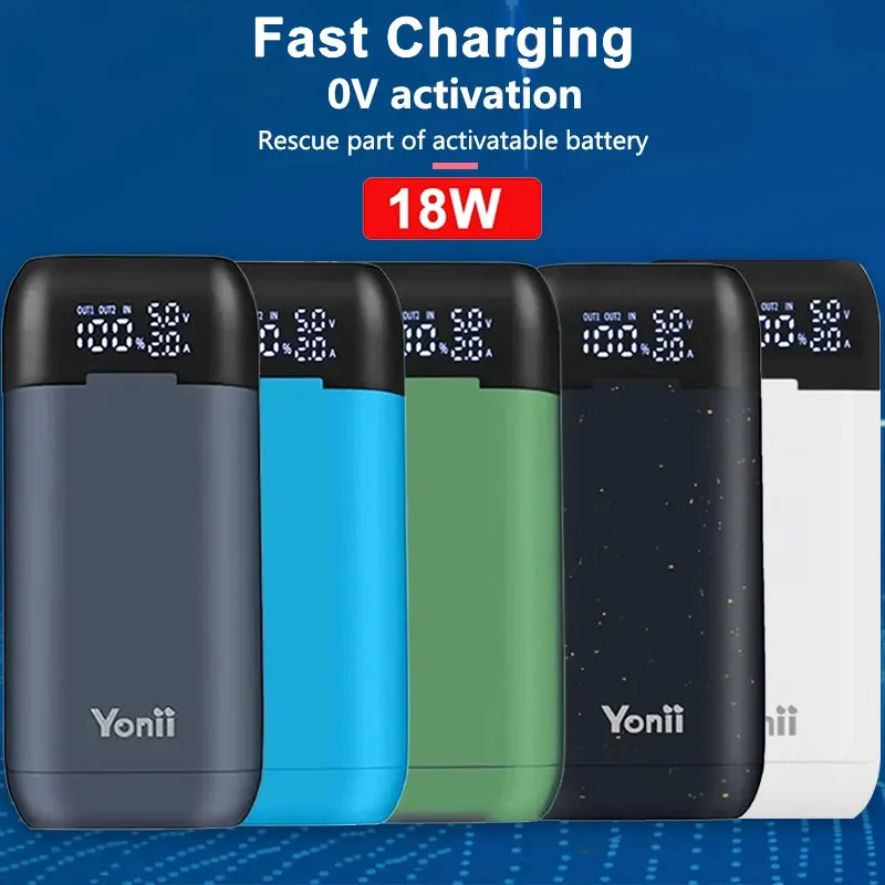 18650 Battery Charger Case DIY Power Bank Battery Charger Portable QC3.0 PD 18W Fast Charging Case for Lithium Batteries