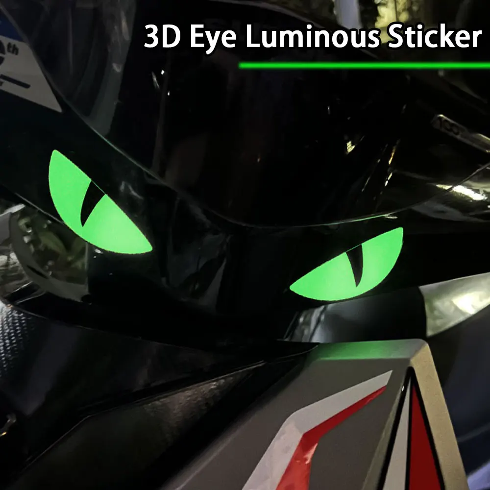 3D Luminous Vinyl Motorcycle Stickers Devil\'s Eyes Scooter Car Bike Helmet Decals Accessories For Honda PCX Yamaha NMAX155 XMAX