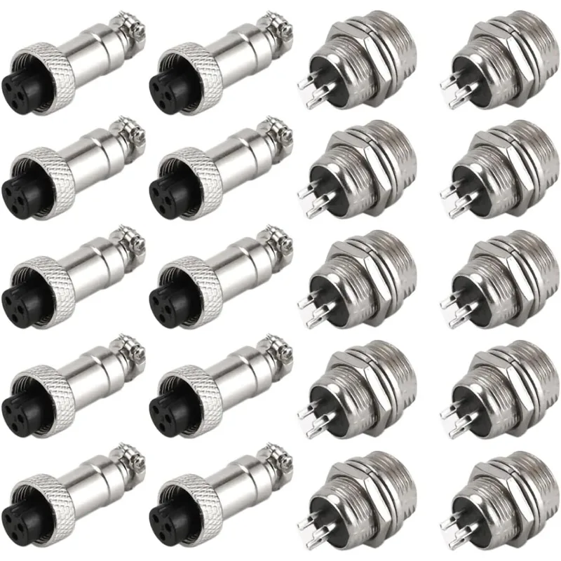 10Sets Aviation Connector Plug GX12 Connector Female/Male Metal 2/3/4/5/6/7Pin Socket for Electronic Devices Wire Connector Kit