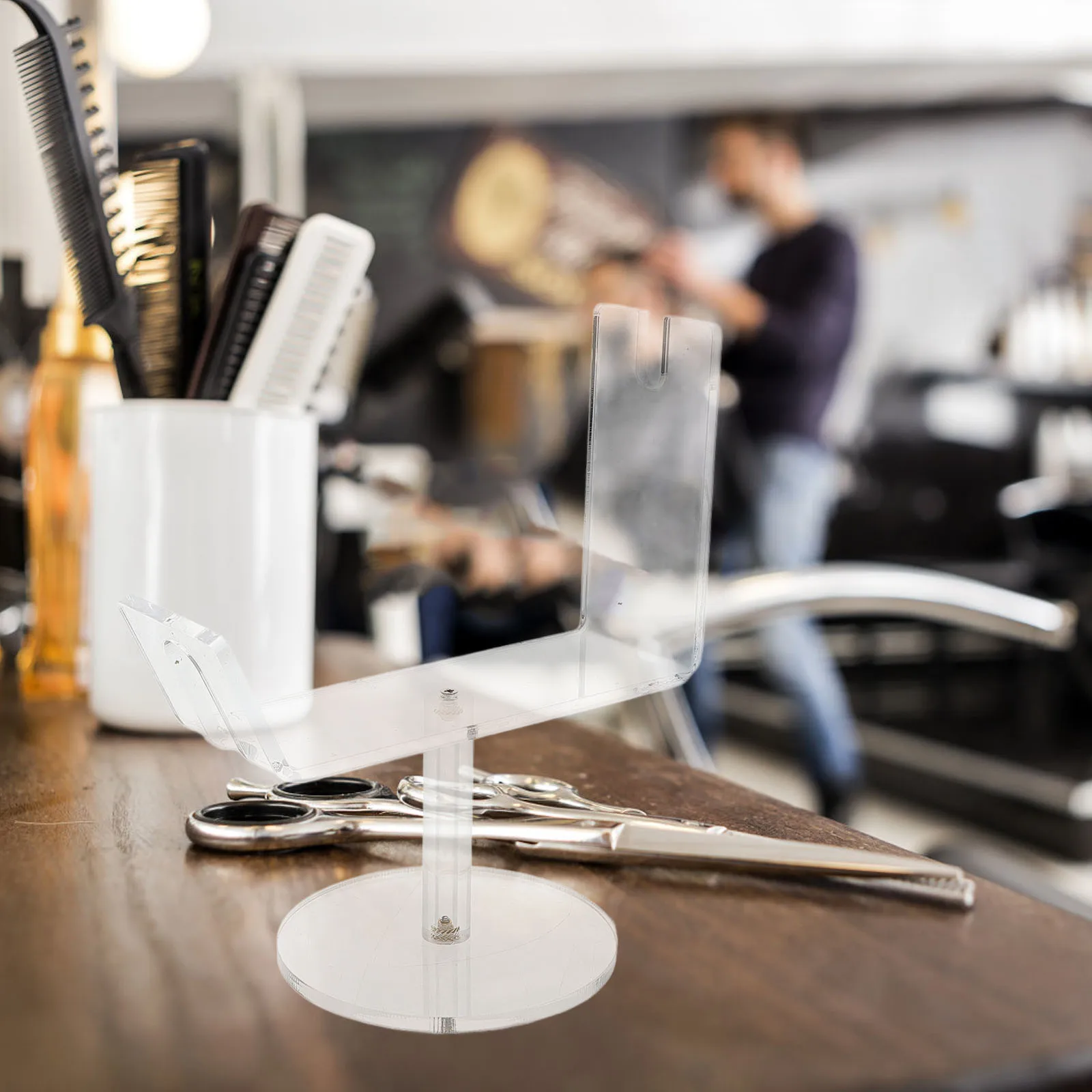 

Durable Acrylic Scissor Holder Space-Saving Desktop Organizer Compact Lightweight Non-Slip Base Modern Design Hairdressing