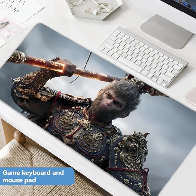 Black Myth Wukong 게임 마우스 패드, 사무실 대형 마우스 패드, 컴퓨터 게임 키보드, 고무 미끄럼 방지 마우스 매트, 대형 마우스 패드