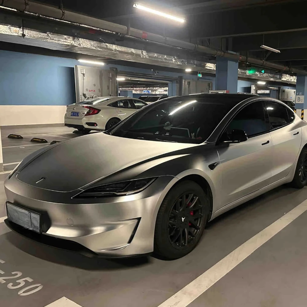 

Пленка для изменения цвета кузова Tesla Model 3 Highland 2024-2025, предварительно нарезанная, сатинированная, серебристая, из ПЭТ, защитная, антицарапийная, для самостоятельной установки