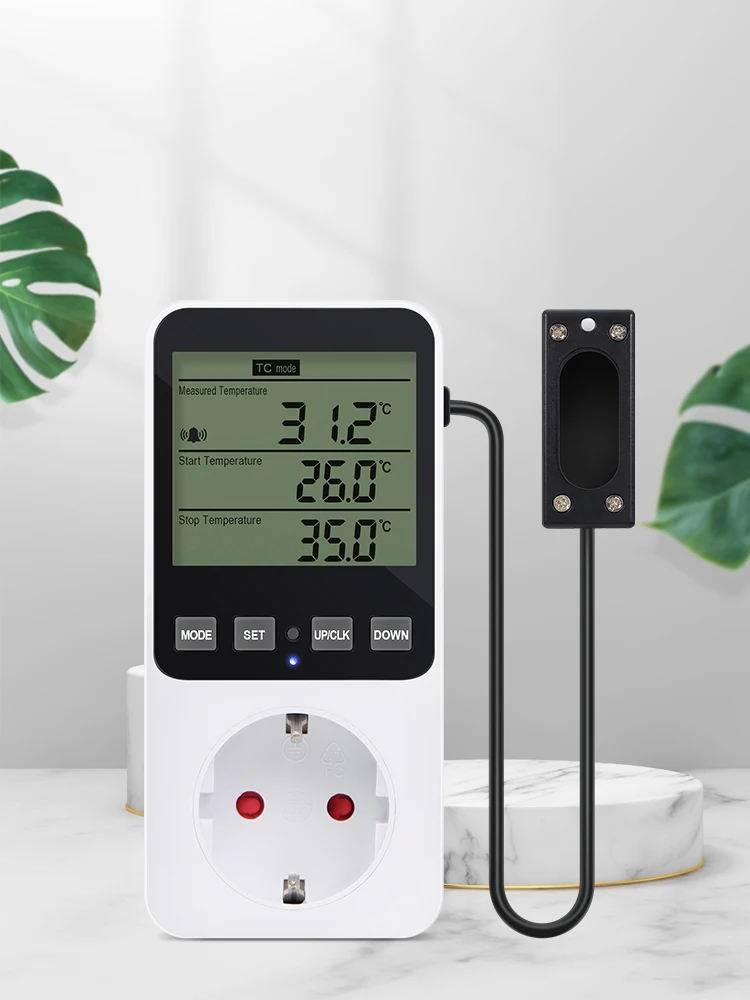 Feuchtigkeit Temperatur Controller Timer Steckdose Heizung Kühlung Thermostat Alarm Mit Temperatur Sensor EU UNS UK FR Stecker