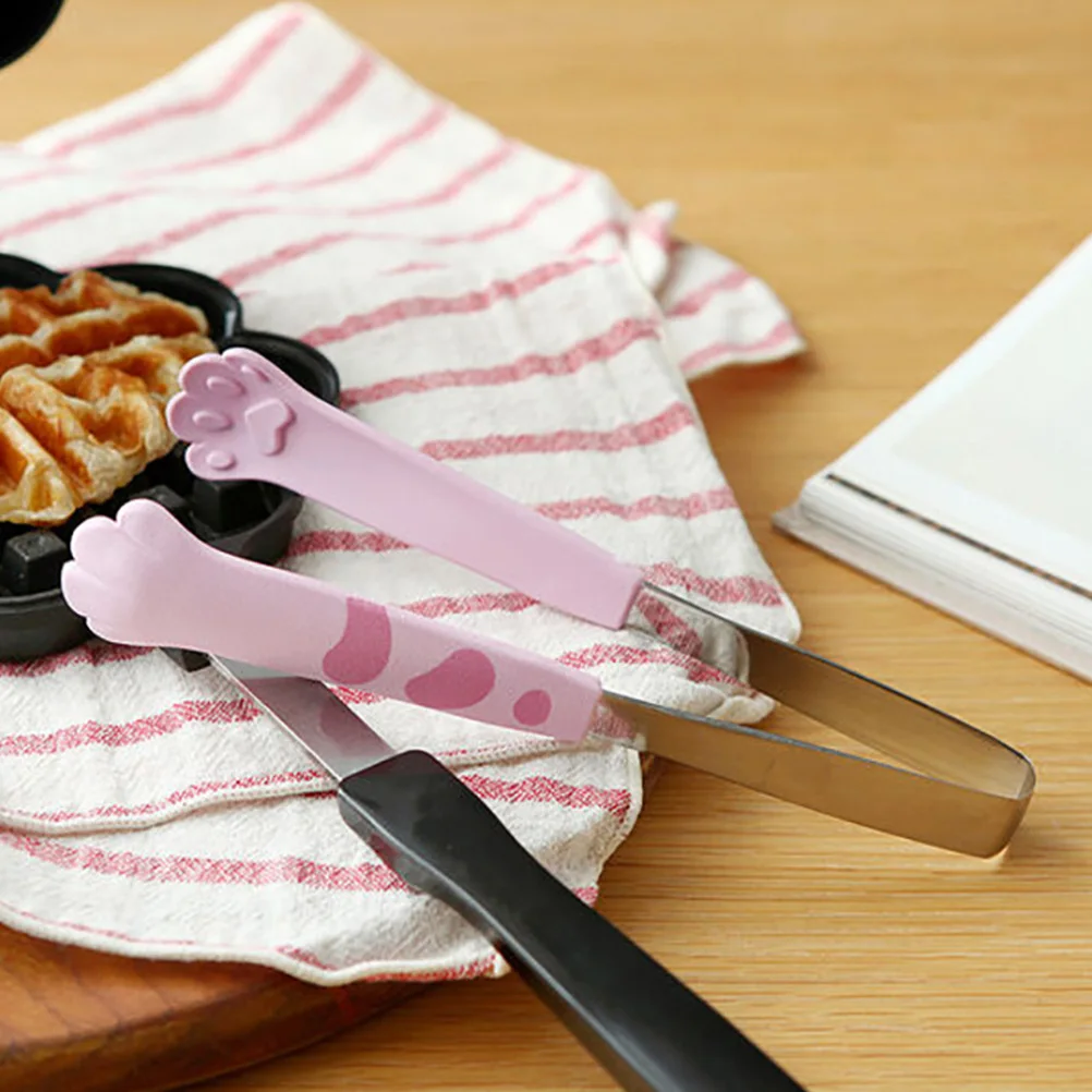 

3pcs Cat Claw Salad Tongs Stainless Steel Kitchen BBQ Grill Utensils Accessories Black Medium White Small Heat Resistant