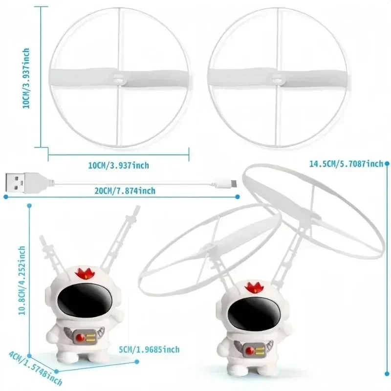 Mini Dron de astronauta creativo, juguete de Robot volador con carga USB, helicóptero de Control manual, regalo para niños