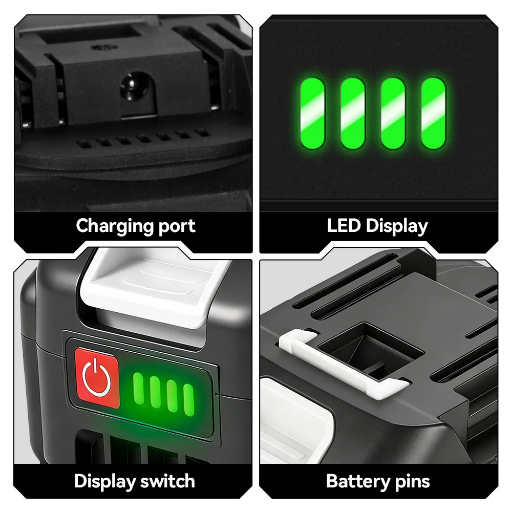 ONEVAN 15000mAh Wiederaufladbarer Lithium-Ionen-Akku Elektrischer Laubbläser Kettensäge Elektrowerkzeug für Makita 18V 21V Akku-Pin-Werkzeug – Detail 7