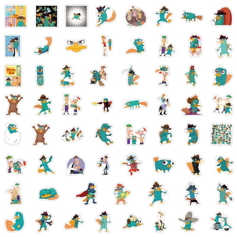 55pcs Animated Perry The Platypus Sticker Suitcase Water Cup Stationery Mobile Phone Car Laptop Refrigerator Decorative Sticker