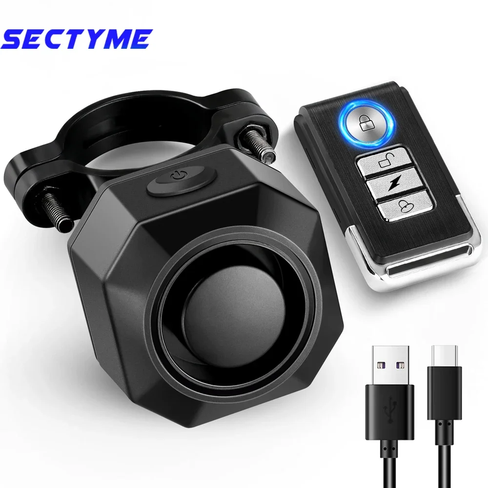 Sectyme Wireless Waterproof Bike Motorcycle Electric Bicycle Burglar Alarm USB Charging Remote Control Vibration Detector Alarm