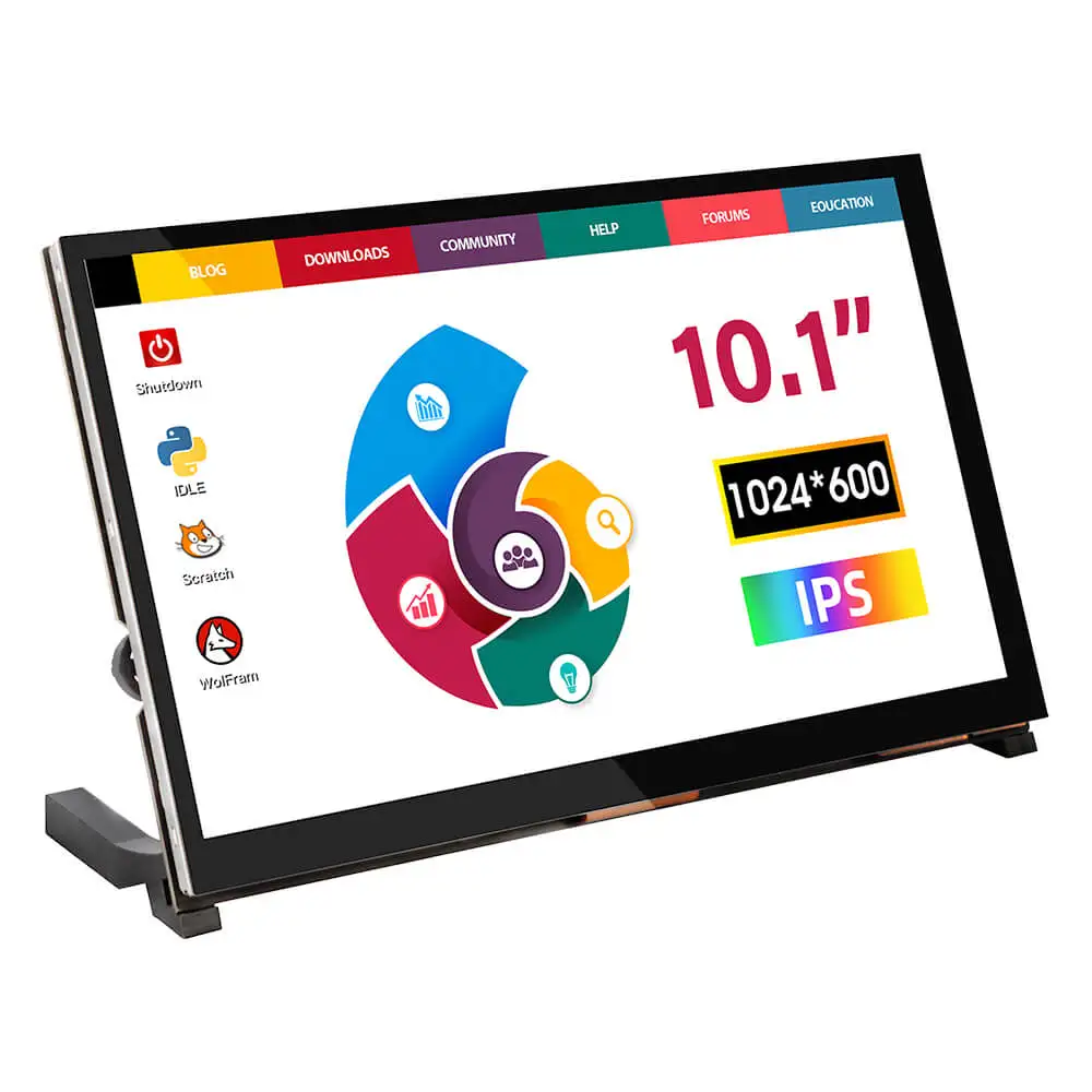 

Elecrow 10.1i nch 1024*600 IPS HDMI-compatible Capacitive Touch Screen with Speaker & Stand,for Raspberry Pi 4B/ 3B+/3B,