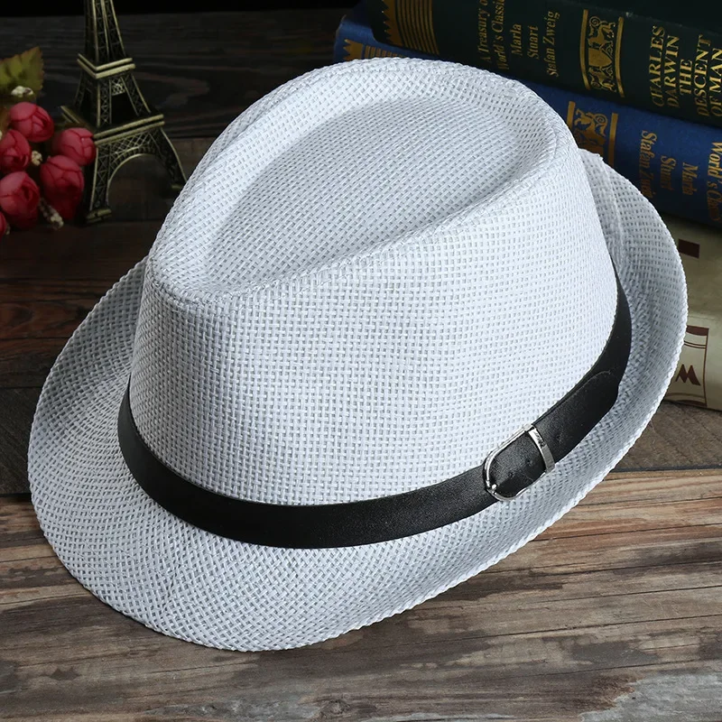 Gentleman Sun Hat Holiday Men Straw Hat Cowboy Summer Retro Panama Travel Journey Casual Caps Elegant Male Chapeau Wide Brim