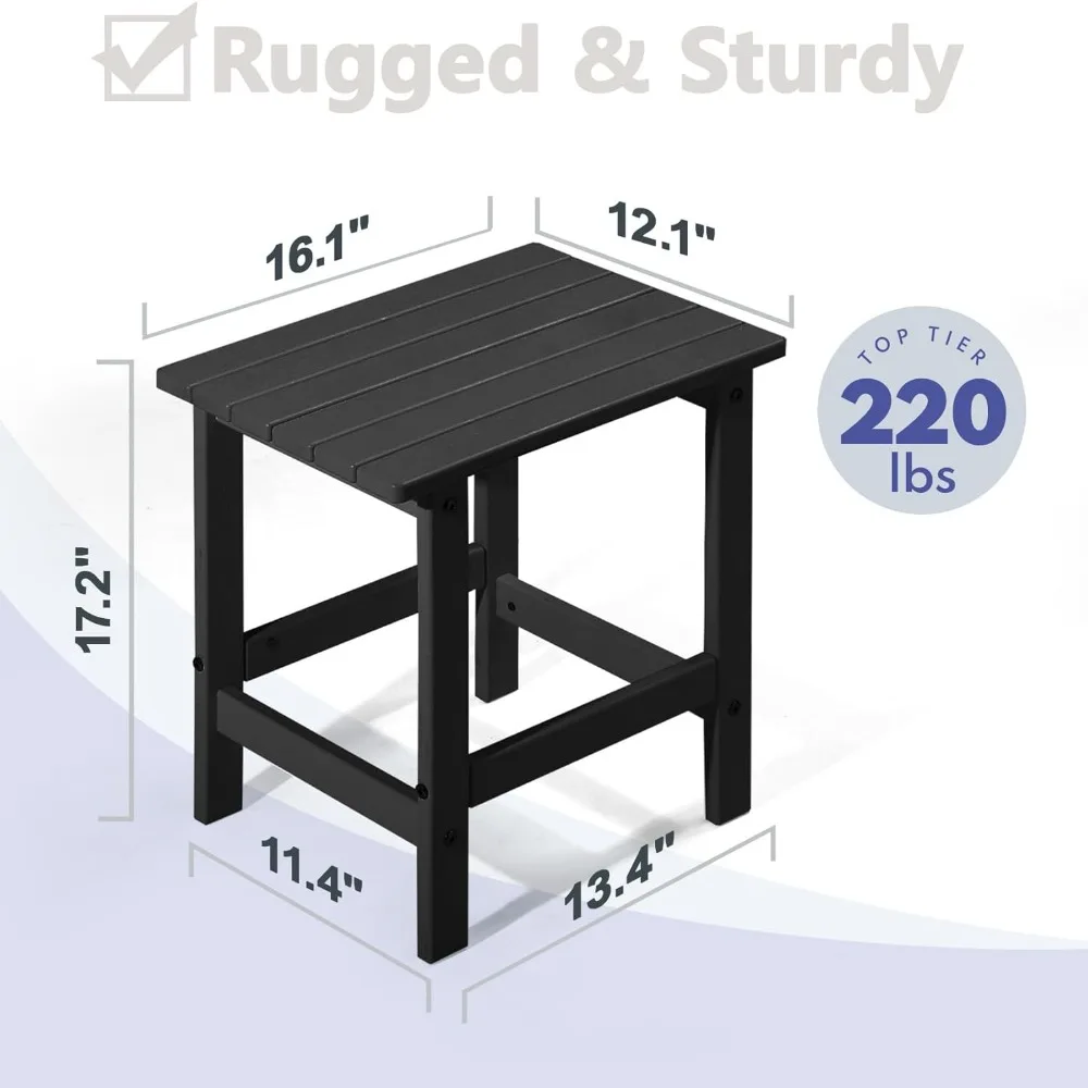 Weather-Resistant HDPE Outdoor Side Table for Patio, Backyard, Pool - Easy Maintenance in Black