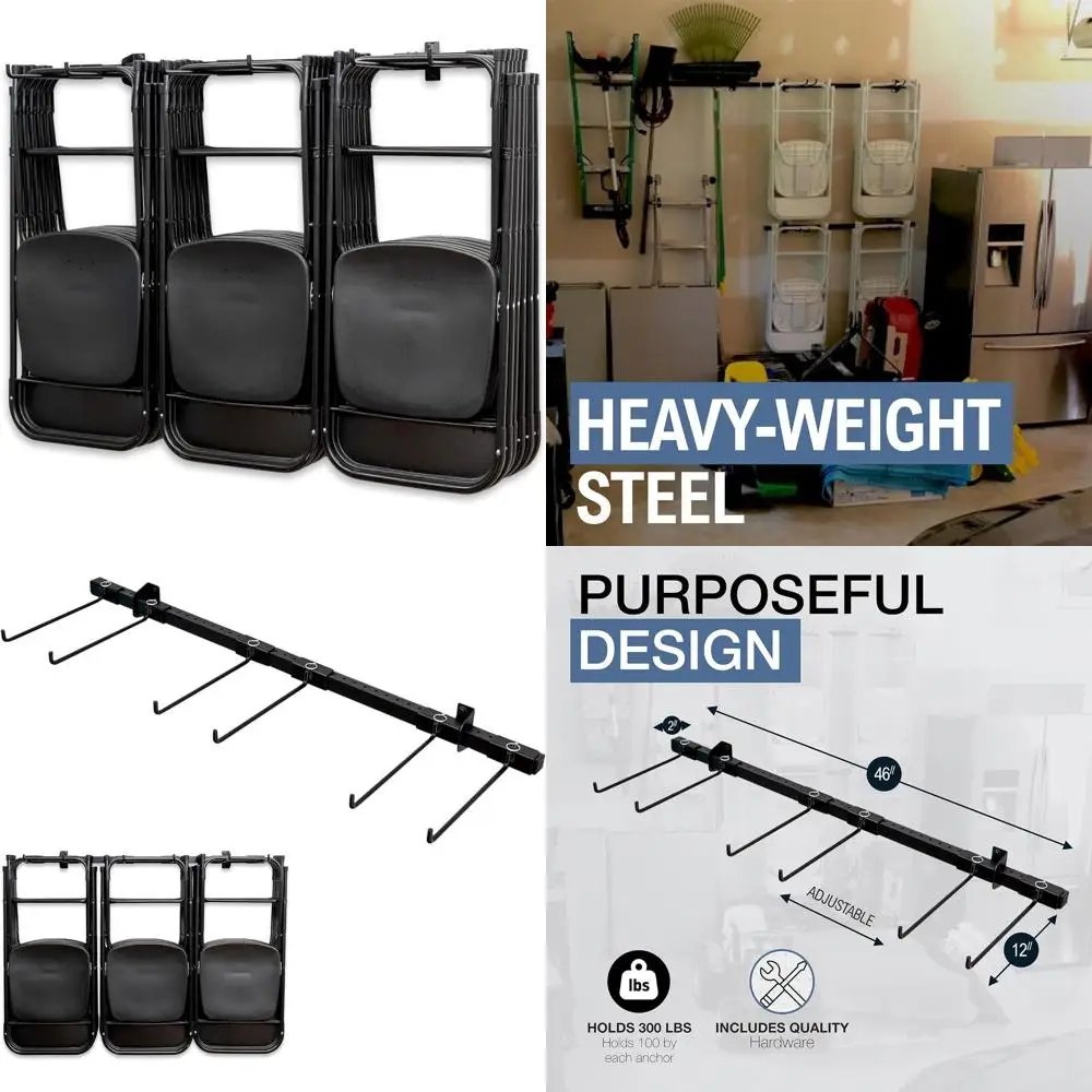 

Трехуровневая складная стойка для хранения стульев — прочный, компактный органайзер для стульев для дома, гаража, патио и кемпинга