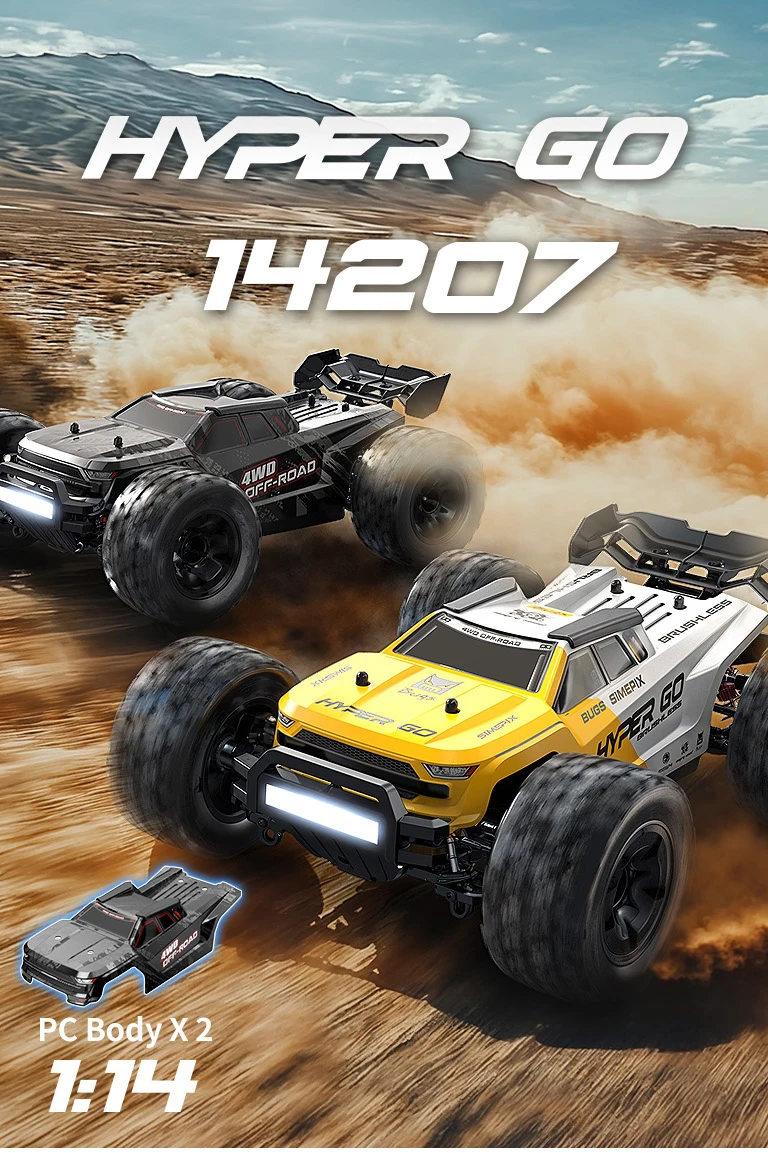 

Новый Mjx 1/14 14207 Бесщеточный Hyper Go Радиоуправляемый автомобиль Игрушка 53 км/ч Полномасштабный альпинистский внедорожник Игрушки с дистанционным управлением Модель игрушки Подарки