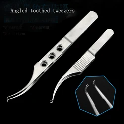 Double eyelid tool stainless steel tweezers beauty plastic equipment tooth fat elbow with hook tweezers