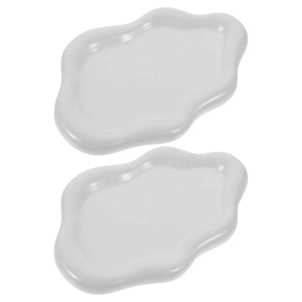 

2 Pcs Jewelry Tray Bathroom Holder Necklace Display Dish Perfume Trinket Plate Ceramics Storage