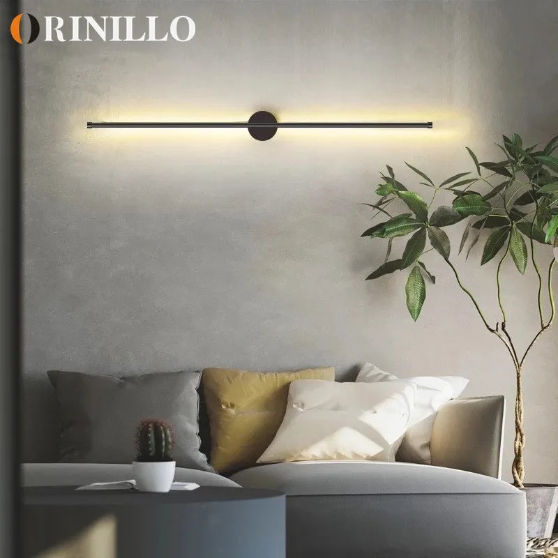 Modern minimalist led long wall lamp living room TV sofa bedroom bedside lamp background wall decorative lamp interior