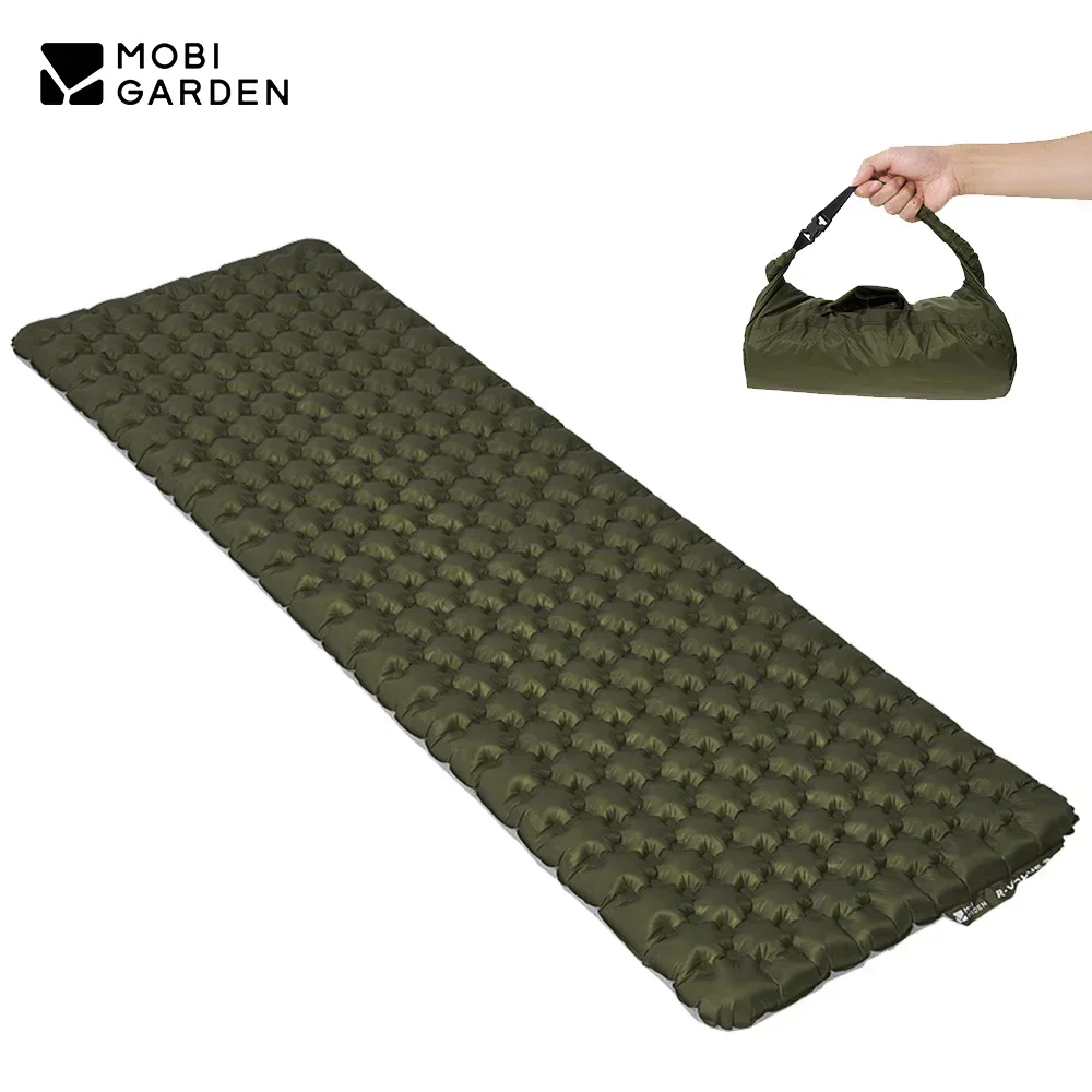 MOBI GARDEN Camping Ultra-light Air Mat Backpacking Portable Thickened Sleeping Mat single R value 3.9