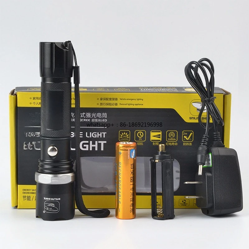 Smile Shark A90 Self-defense Flashlight Super Bright Long-range LED Light Patrol Lighting with Retractable and Adjustable Focus