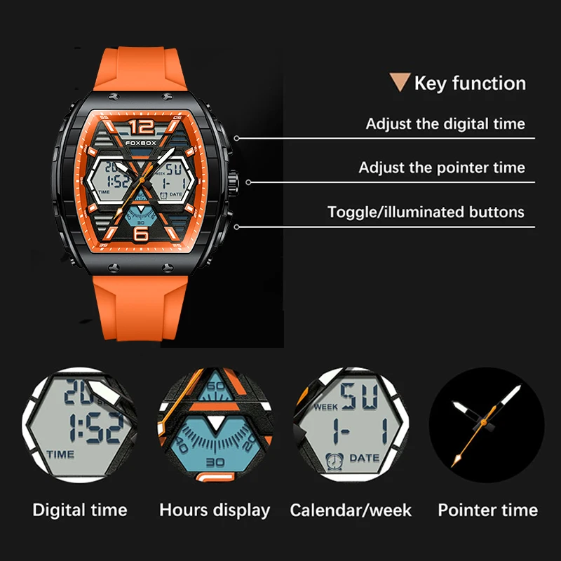 LIGE Orologio da uomo alla moda Calendario sportivo da esterno Orologi al quarzo da uomo Doppio display Cronografo impermeabile Orologio da uomo Orologio digitale