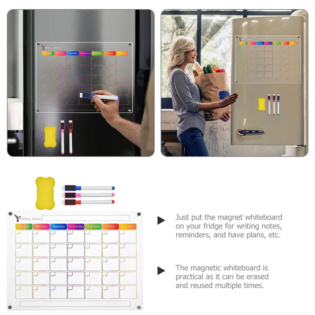 مجموعة واحدة من تقويم الثلاجة المغناطيسي الشفاف، لوحة محمولة قابلة للمسح للملاحظات، تقويم مغناطيسي للثلاجة #3