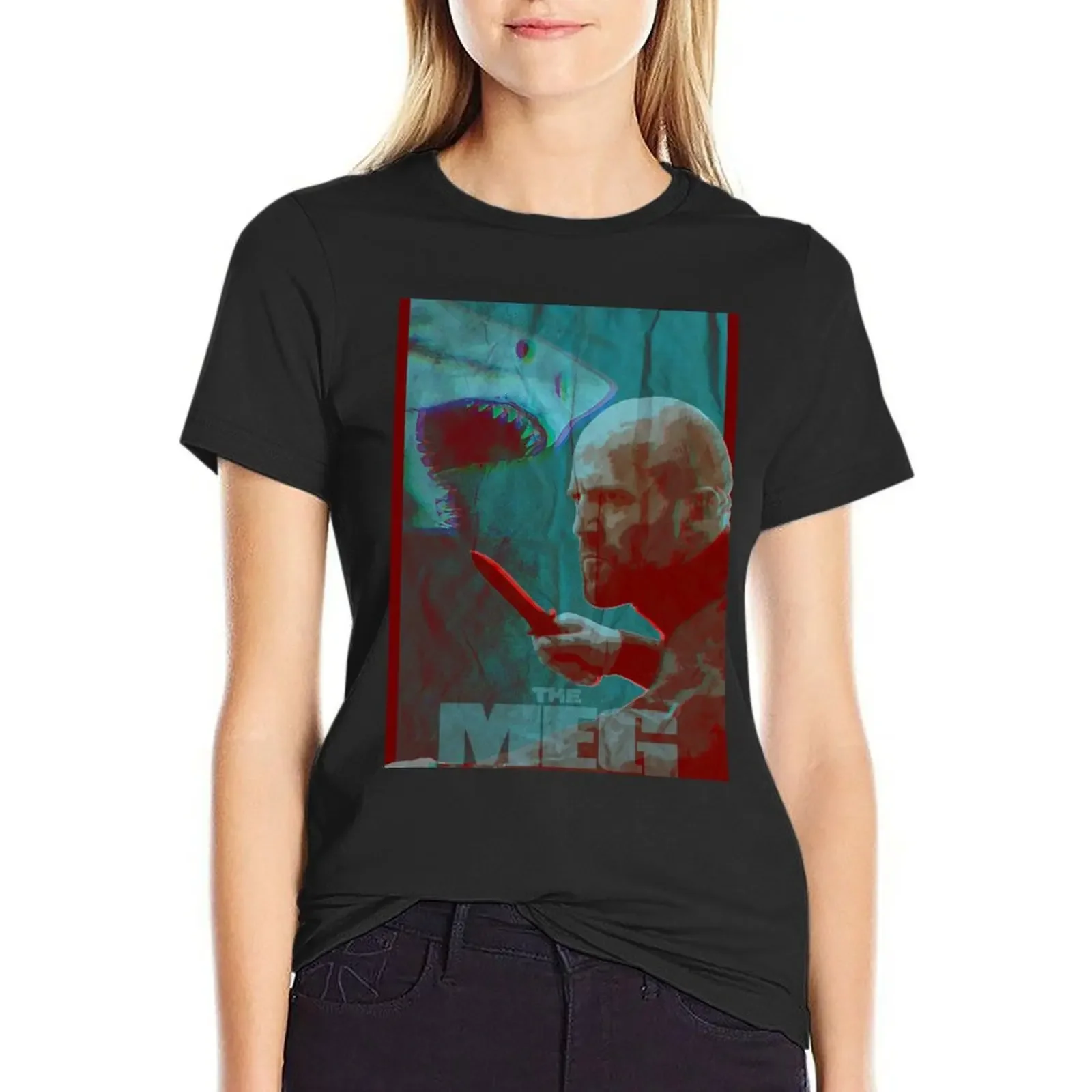 

Oh my god. It's MEGALODON T-Shirt vintage blanks plain funnys woman t shirt