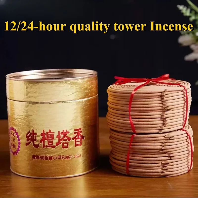 30Pcs/box High Quality Sandalwood 12/24H Tower Incense Natural Fragrance Home Soothing Help Sleep Purifying Air Aromatherapy