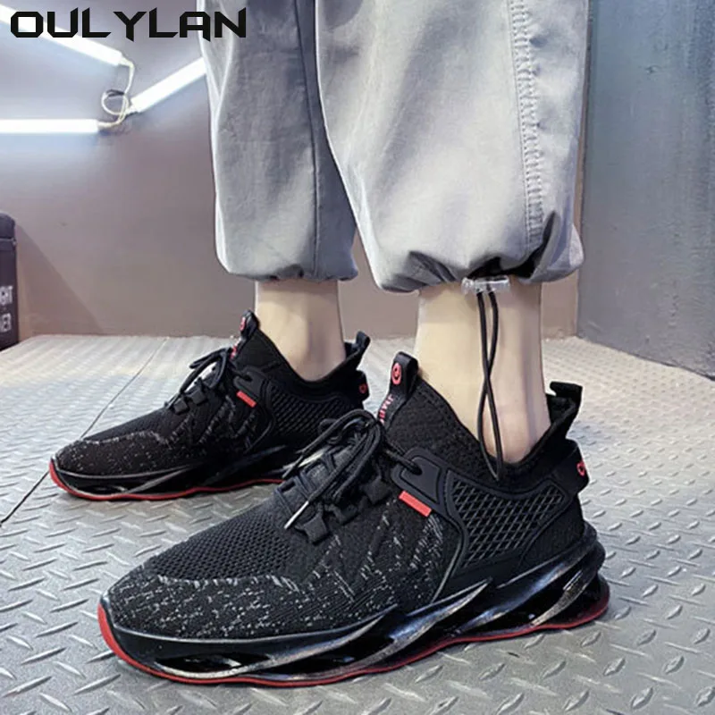 Oulylan Men's Casual Shoes Fashionable All-Matching Sneakers Men's Shoes Flying Weaving Beathable Mesh Cloth Shoes