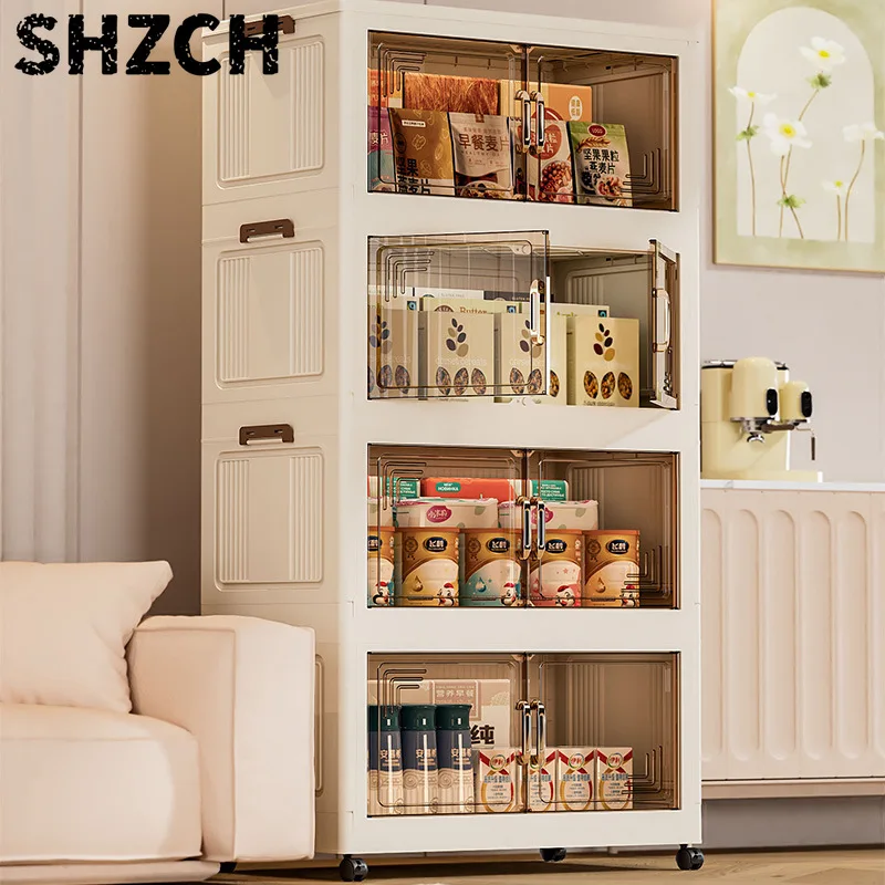 Multifunctional Storage Cabinet with Doors Large Capacity Foldable Wardrobe Organizer, Easy Assembly Dustproof Closet Solution