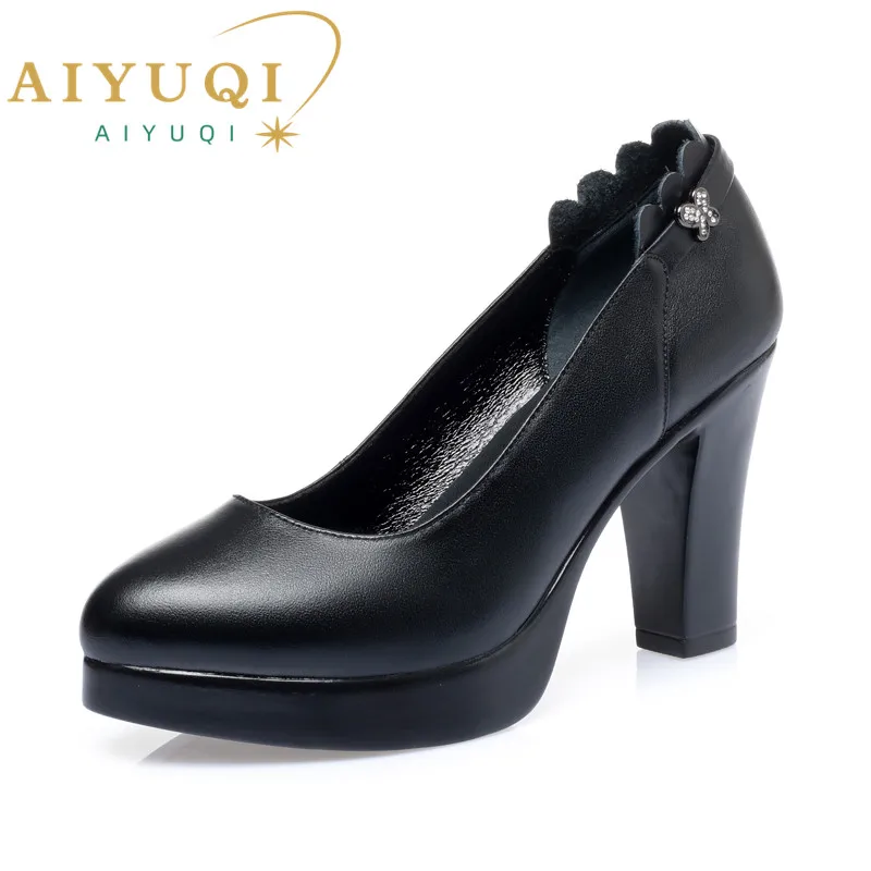 

AIYUQI Women Shoes High-heel New Genuine Leather Women Formal Shoes Large Size 41 42 43 Platform Women's Office Shoes