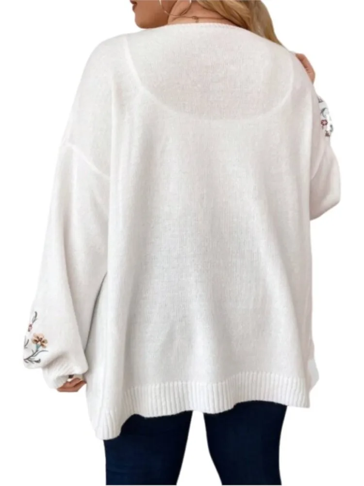 المرأة حجم كبير XL-3XL عادية الخامس الرقبة طويلة الأكمام الحياكة سترة سترة فضفاضة الرياضة في الهواء الطلق ملابس النساء المتضخم