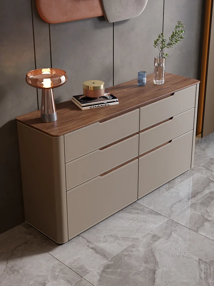 Credenza in pelle di sella, soggiorno moderno, cassettiera portaoggetti per piccoli appartamenti