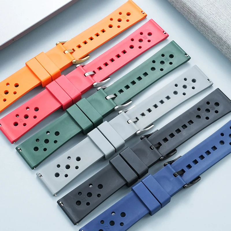 20mm 22mm 24mm Waterproof and Breathable Watch Strap for TAG Heuer F1 Racing Bay Kalela Diving Series Non stick Ash Hole Fluoror